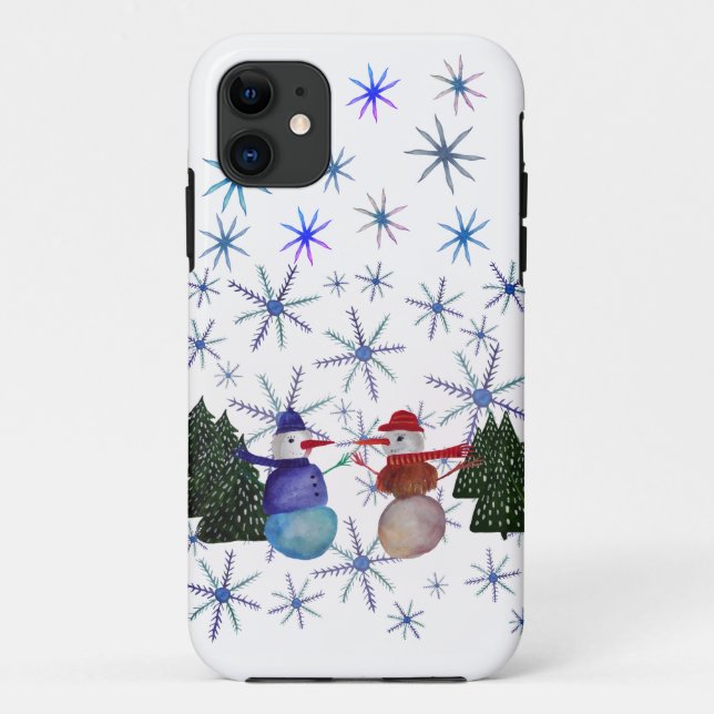 Capa Para iPhone 11 Snowmen Winter Joy (Verso)