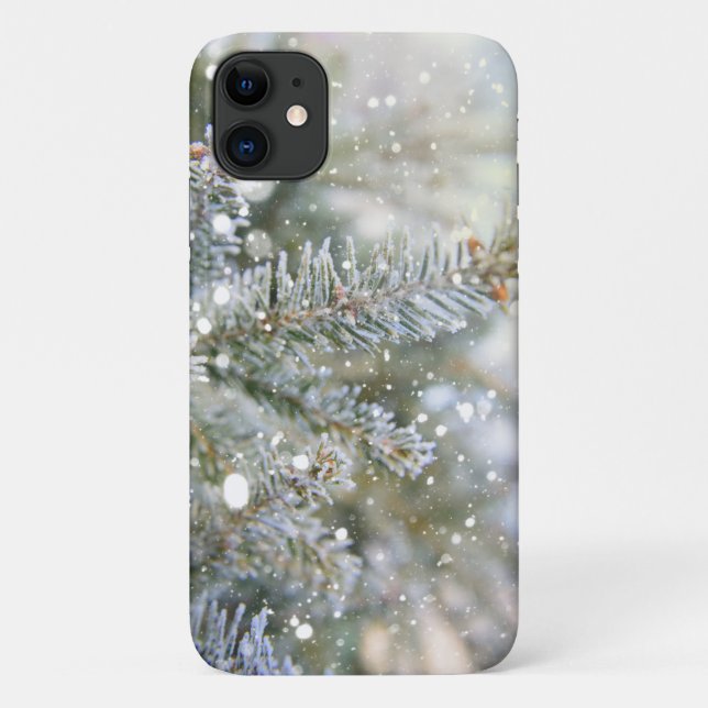 Capa Para iPhone 11 Snowy Pine Winter (Verso)
