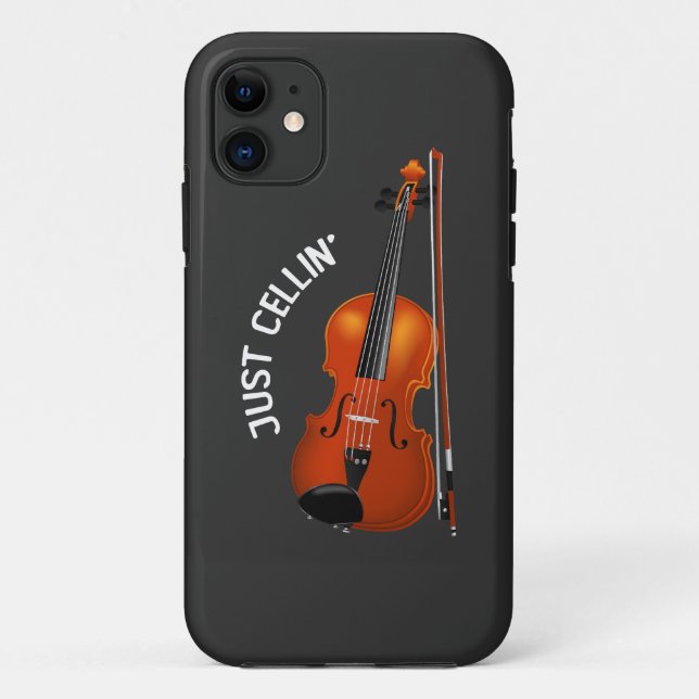 Capa Para iPhone 11 Só Cellin'Engraçado Refrescando Cello Violin (Verso)