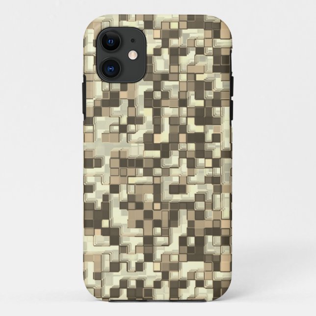Capa Para iPhone 11 Sobreposição de pequenos quadrados em tons castanh (Verso)