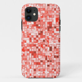 Capa Para iPhone 11 Sobreposição de pequenos quadrados, tons de coral 
