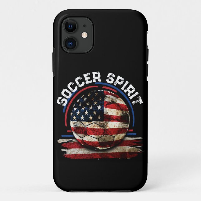 Capa Para iPhone 11 Soccer Spirit USA, Soccer Fan (Verso)