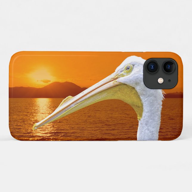 Capa Para iPhone 11 Sol branco-americano Pelicano em Corfu (Verso (horizontal))
