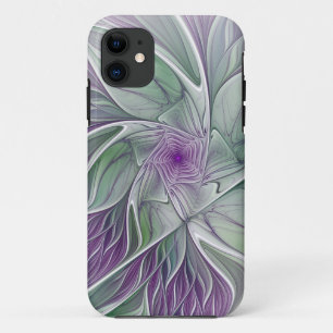 Capa Para iPhone 11 Sonho De Flor, Arte Fractal Verde Abstrato