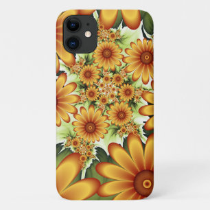Capa Para iPhone 11 Sonho Floral, Arte Fractal Moderna de Flor Abstrat