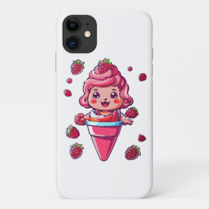 Capa Para iPhone 11 Sorvete de framboesa Kawaii