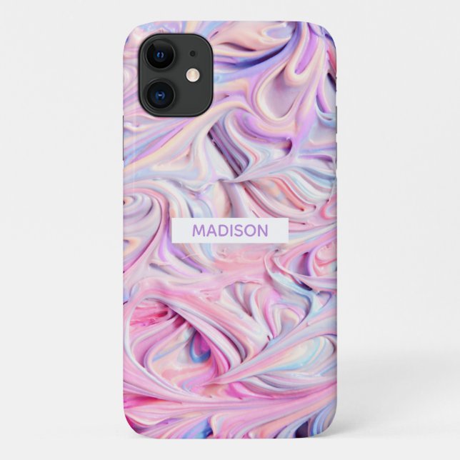 Capa Para iPhone 11 Sorvete De Verão Doce Nome Personalizado Feminino (Verso)