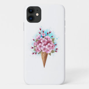 Capa Para iPhone 11 Sorvete Waffle Rosa Sakura Cone