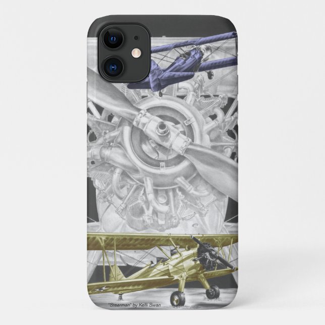 Capa Para iPhone 11 Stearman Biplane (Verso)