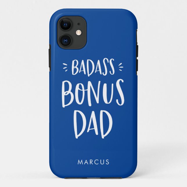 Capa Para iPhone 11 Stepdad Personalizado do Pai de Bônus Azul (Verso)