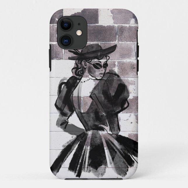 Capa Para iPhone 11 "Street Muse - Moda na Parede" (Verso)