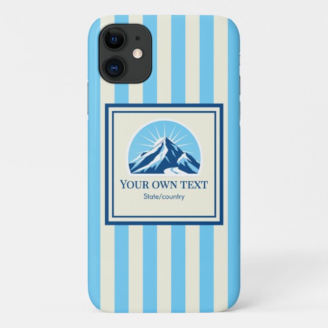 Capa Para iPhone 11 Striped Mountain ski resort name (Verso)