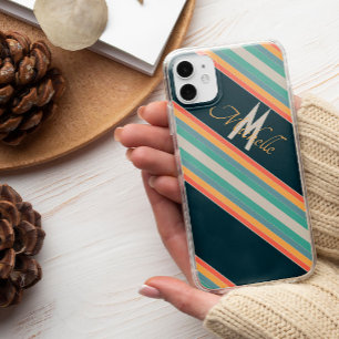 Capa Para iPhone 11 Stripes coloridas Símbolos monográficos 1970