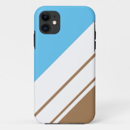 Capa Para iPhone 11 Stripes de Corrida Branca Diagonal de Mocha Azul d
