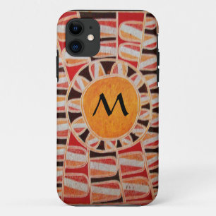 Capa Para iPhone 11 SUN SOLAR ENERGY MONOGRAMA amarelo alaranjado