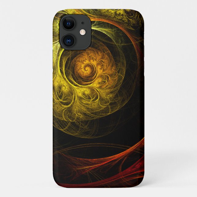 Capa Para iPhone 11 Sunrise Floral Red Abstrato Art (Verso)
