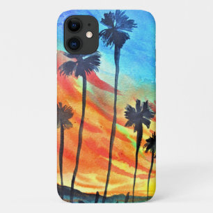 Capa Para iPhone 11 Sunset Palm tree surf