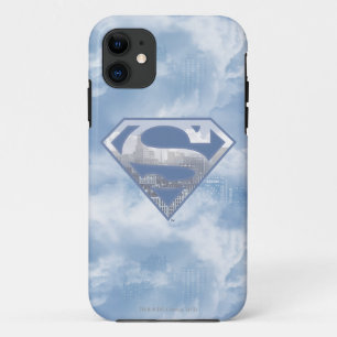 Capa Para iPhone 11 Super-Homem Logotipo de Cidade Azul Claro