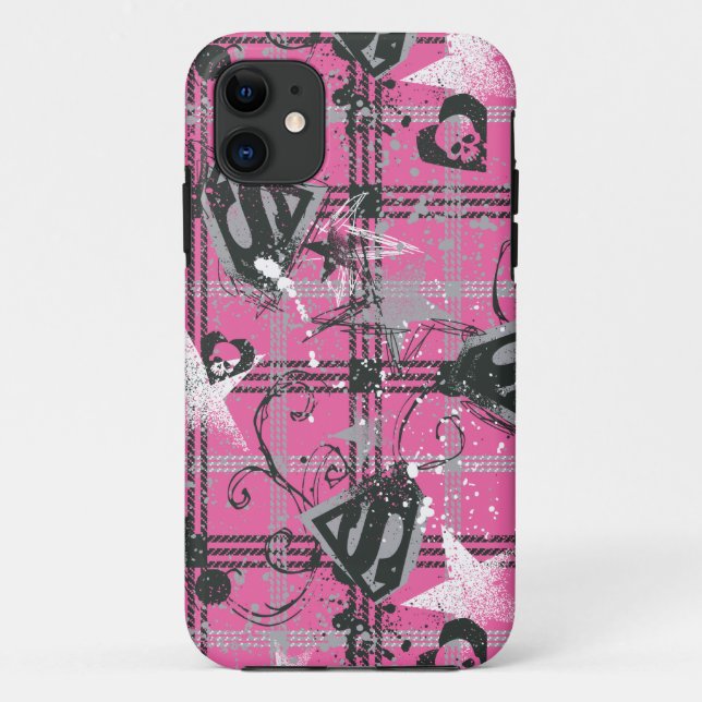 Capa Para iPhone 11 Supergirl Stars and Skulls Patterno (Verso)