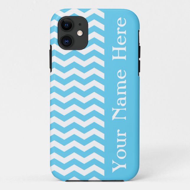 Capa Para iPhone 11 Surf Barbados Wave Chevron com nome (Verso)