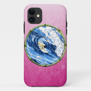 Capa Para iPhone 11 Surfista no círculo de bambu