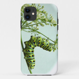 Capa Para iPhone 11 Swallowtail preto Caterpillar que come a salsa