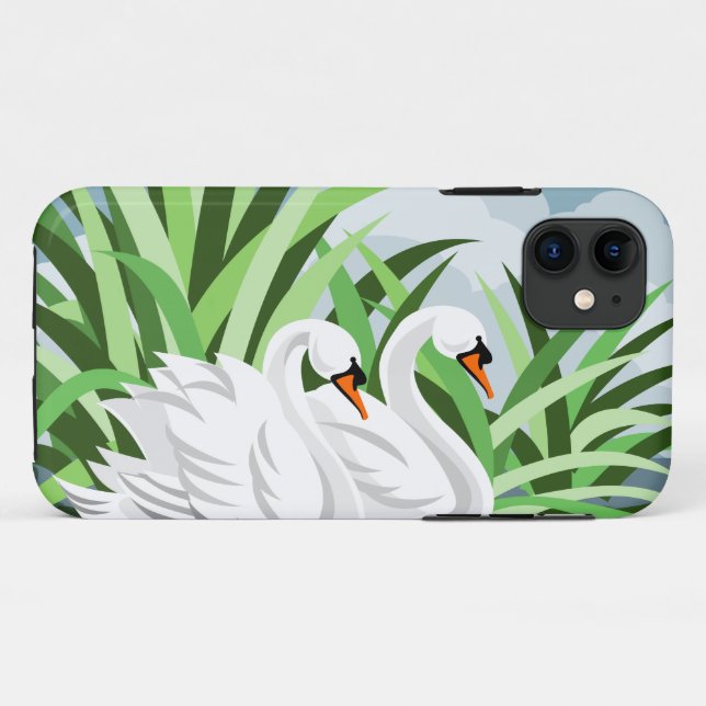 Capa Para iPhone 11 Swan branco (Verso (horizontal))