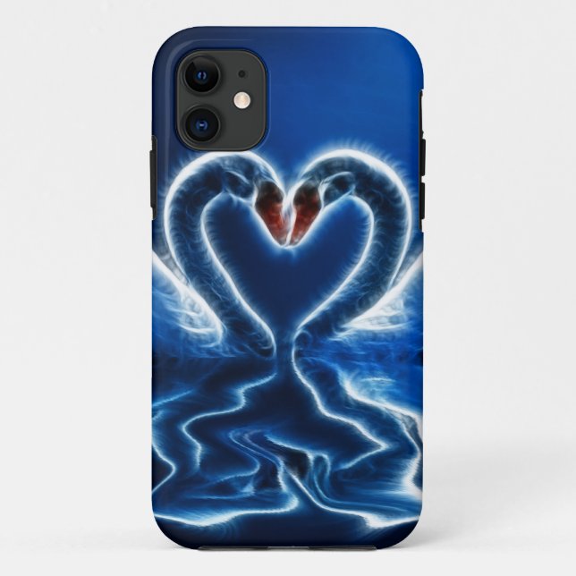 Capa Para iPhone 11 Swans Fractais no lago (Verso)