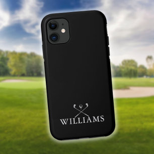 Capa Para iPhone 11 Tacos de Nome Personalizado de Golfe Preto e Branc