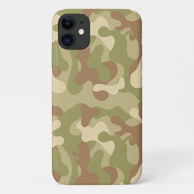 Capa Para iPhone 11 Tan Camouflage Case | iTelefone | iPad | Samsung (Verso)