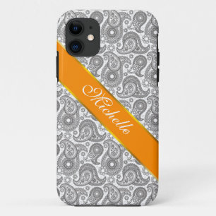 Capa Para iPhone 11 Tangerine Black Paisley