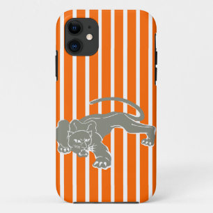 Capa Para iPhone 11 Tangerine Safari Stripe com Leopardo