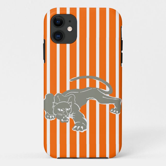 Capa Para iPhone 11 Tangerine Safari Stripe com Leopardo (Verso)