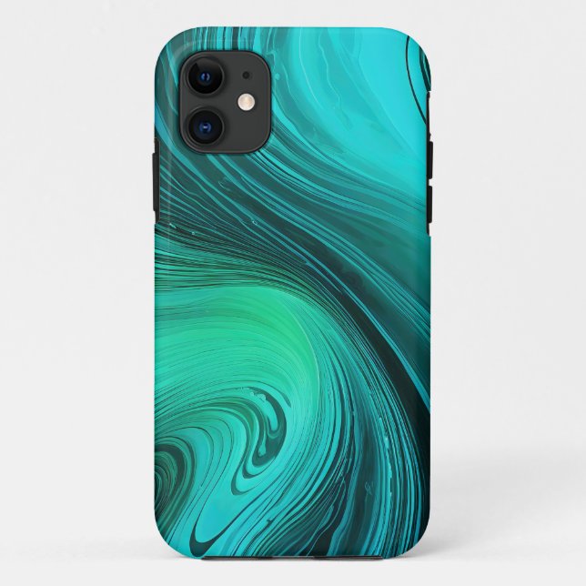 Capa Para iPhone 11 "Tarifa" Blue Swirls Ondas (Verso)