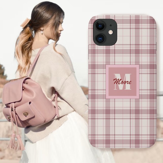 Capa Para iPhone 11 Tartan - cimento de branco com Matizes Rosa (Criador carregado)