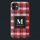 Capa Para iPhone 11 Tartan monograma xadrez<br><div class="desc">capa de telefone de tartã de monograma xadrez</div>