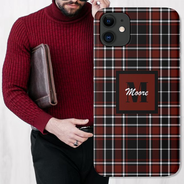 Capa Para iPhone 11 Tartan - Vermelho Negro, Vermelho e Branco Escuro (Tartan - Black Russet Red and Off White Case-Mate iPhone Case by Leapfroglisics Shop)