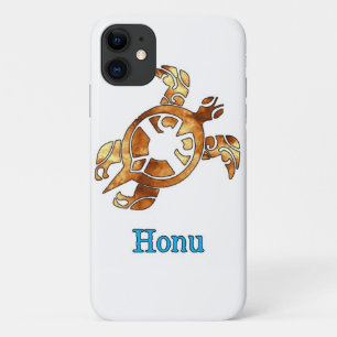 Capa Para iPhone 11 Tartaruga do Mar Havaiano Tribal em iPhon Dourado 