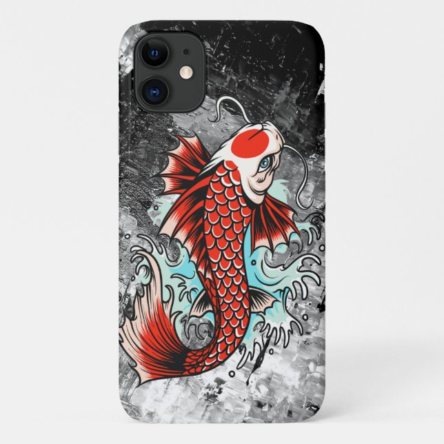 Capa Para iPhone 11 Tattoo Asian Koi Fish Pond Chinês Água Japonesa (Verso)