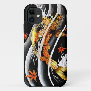 Capa Para iPhone 11 Tatuagem afortunado Dourado japonês oriental lega