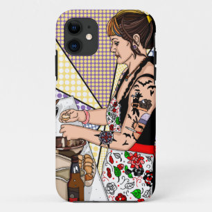 Capa Para iPhone 11 Tatuagem de Pop de arte retrô - Lady Baking na coz