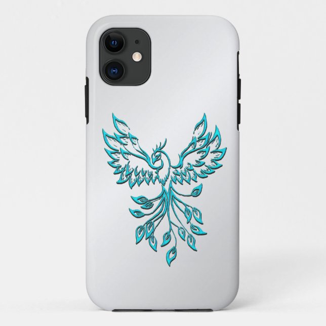 Capa Para iPhone 11 Teal Blue Phoenix nasce em prata (Verso)