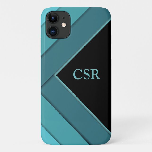 Capa Para iPhone 11 Teal e preto personalizados (Verso)