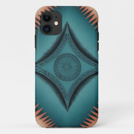 Capa Para iPhone 11 Teal Navajo Peach Sunburst