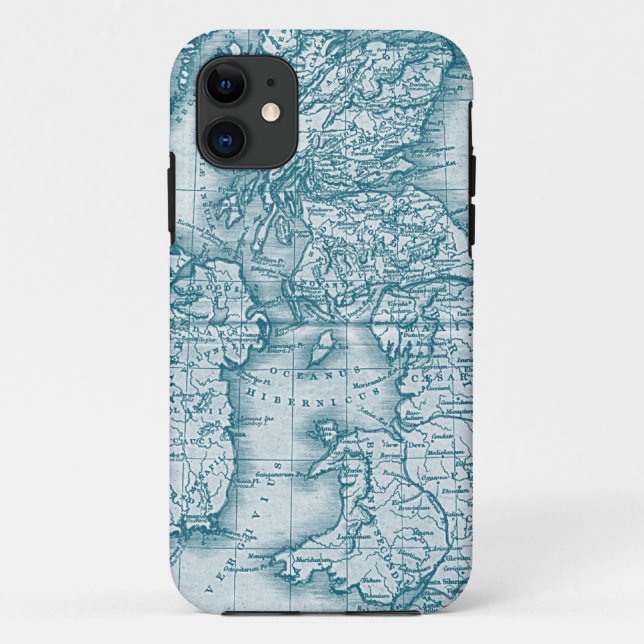 Capa Para iPhone 11 Teal Old World Antique Map iphone 5 Caso (Verso)