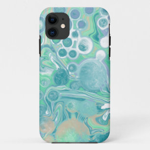 Capa Para iPhone 11 Teal Verde Azul Marble Fluid Art