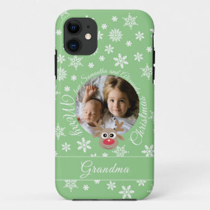 Capa Para iPhone 11 Teal White Script de Revista de Natal Bonito