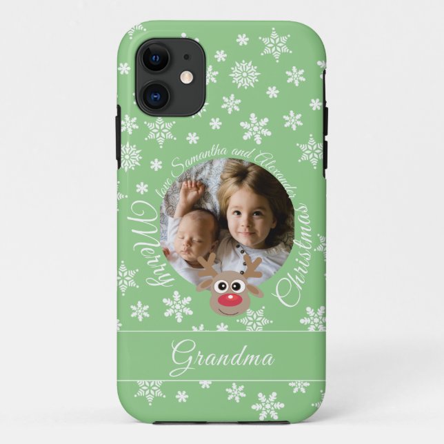 Capa Para iPhone 11 Teal White Script de Revista de Natal Bonito (Verso)