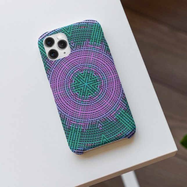 Capa Para iPhone 11 Tecido, Cor-de-rosa e azul (Criador carregado)