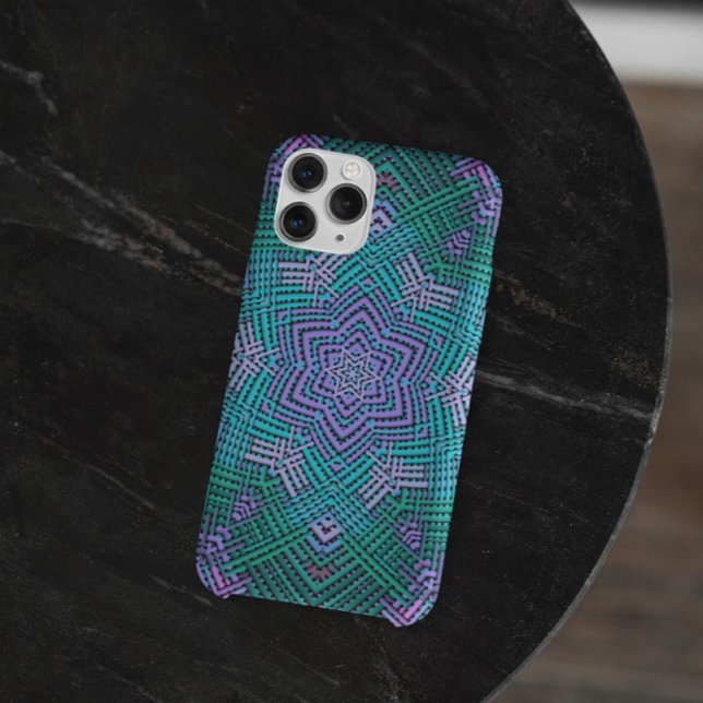 Capa Para iPhone 11 Tecido, Cor-de-rosa e azul (Criador carregado)